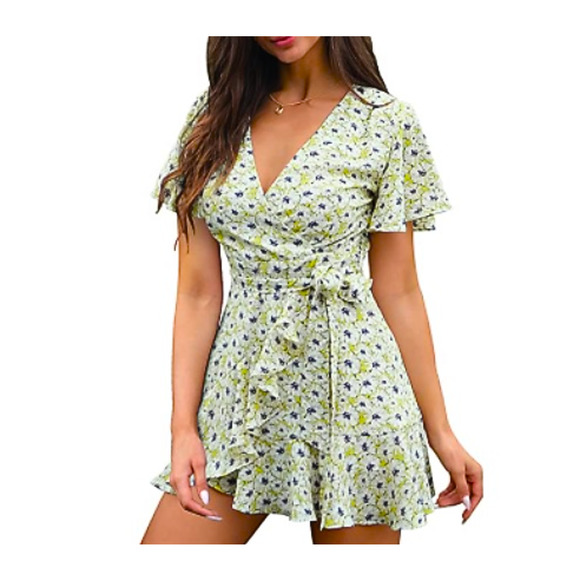 Trenliver Daisys on Butter Yellow Dress with Tie Size XL NWT - Picture 1 of 4